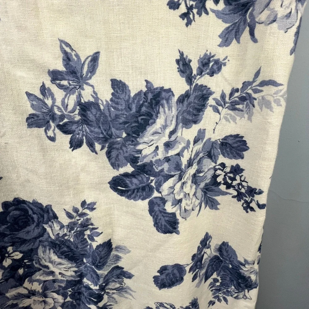 Abercrombie & Fitch Linen Cotton Floral Strapless Maxi Dress SZ MT Tropical Vaca